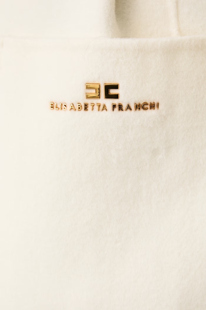 Płaszcz damski wełniany Elisabetta Franchi beżowy CP01D66E2