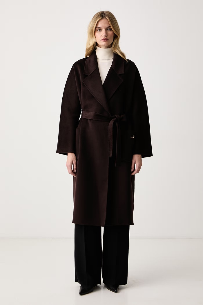 Elisabetta Franchi Płaszcz damski wełniany brązowy CP01D66E2
