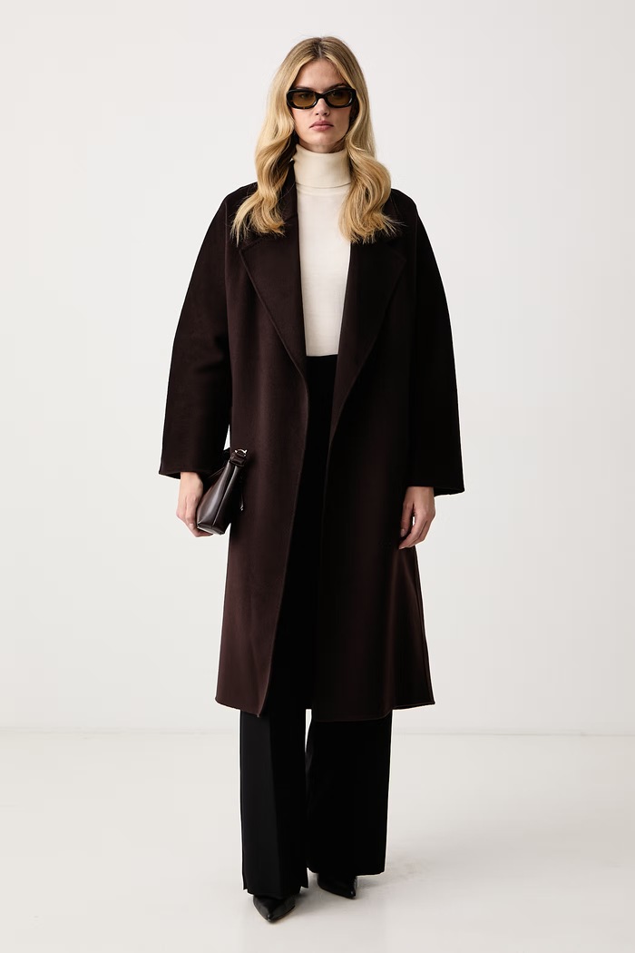 Elisabetta Franchi Płaszcz damski wełniany CP01D66E2 brązowy AW26