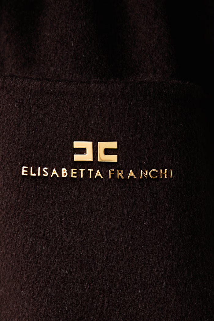Płaszcz damski wełniany Elisabetta Franchi brązowy CP01D66E2