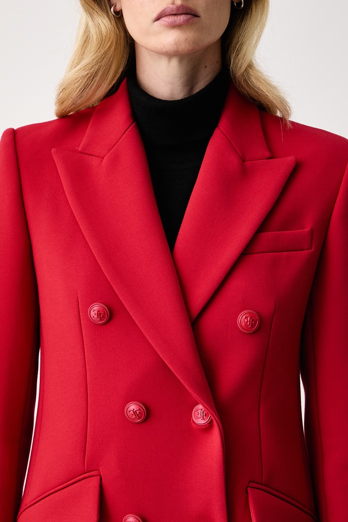 Elegancki płaszcz damski Elisabetta Franchi CP00866E2 czerwony