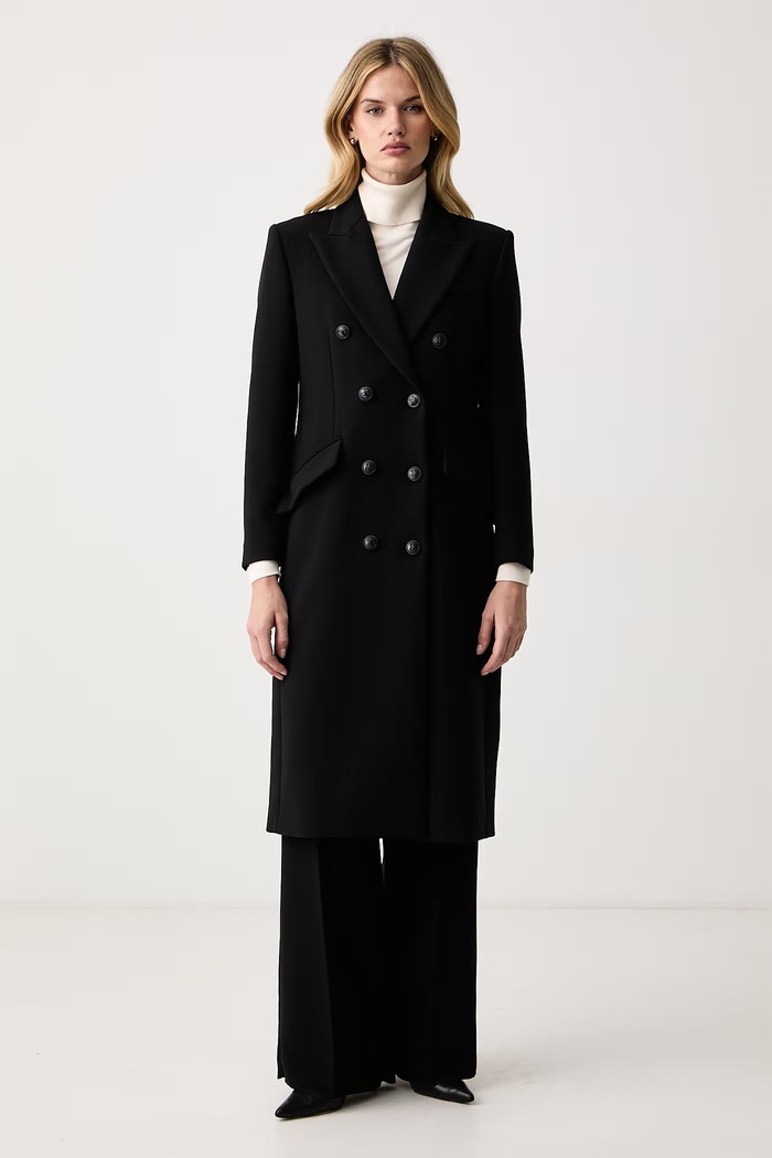 Elisabetta Franchi Elegancki płaszcz damski czarny CP00866E2