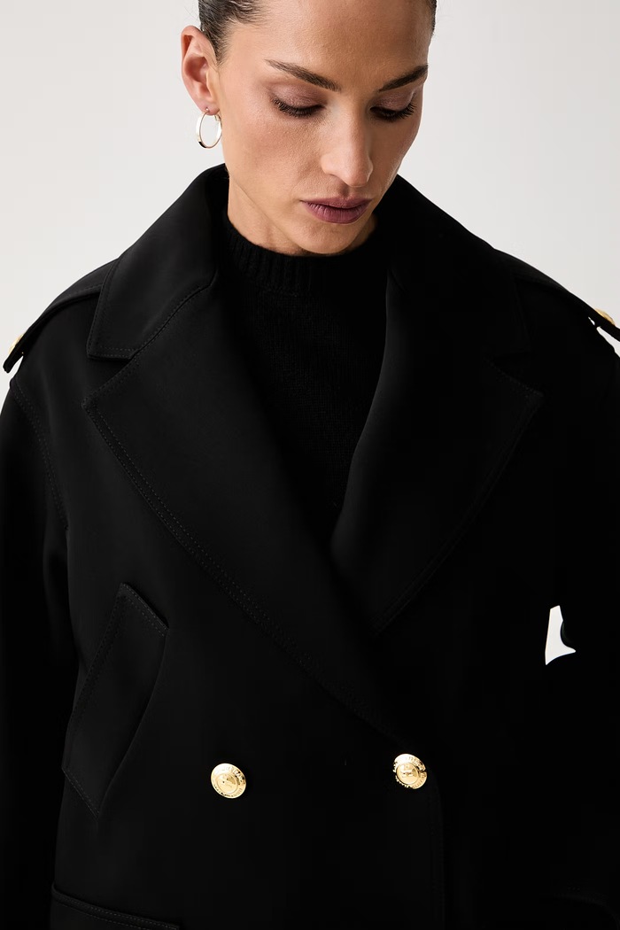 Elisabetta Franchi elegancki płaszcz damski czarny CP00766E2