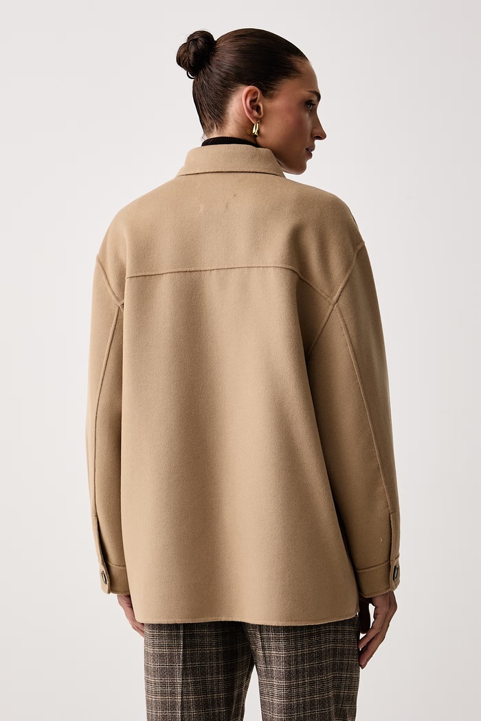 Odzież Weekend Max Mara Krótki płaszcz damski wełniany WKDFOLK 2625086061600 beżowy