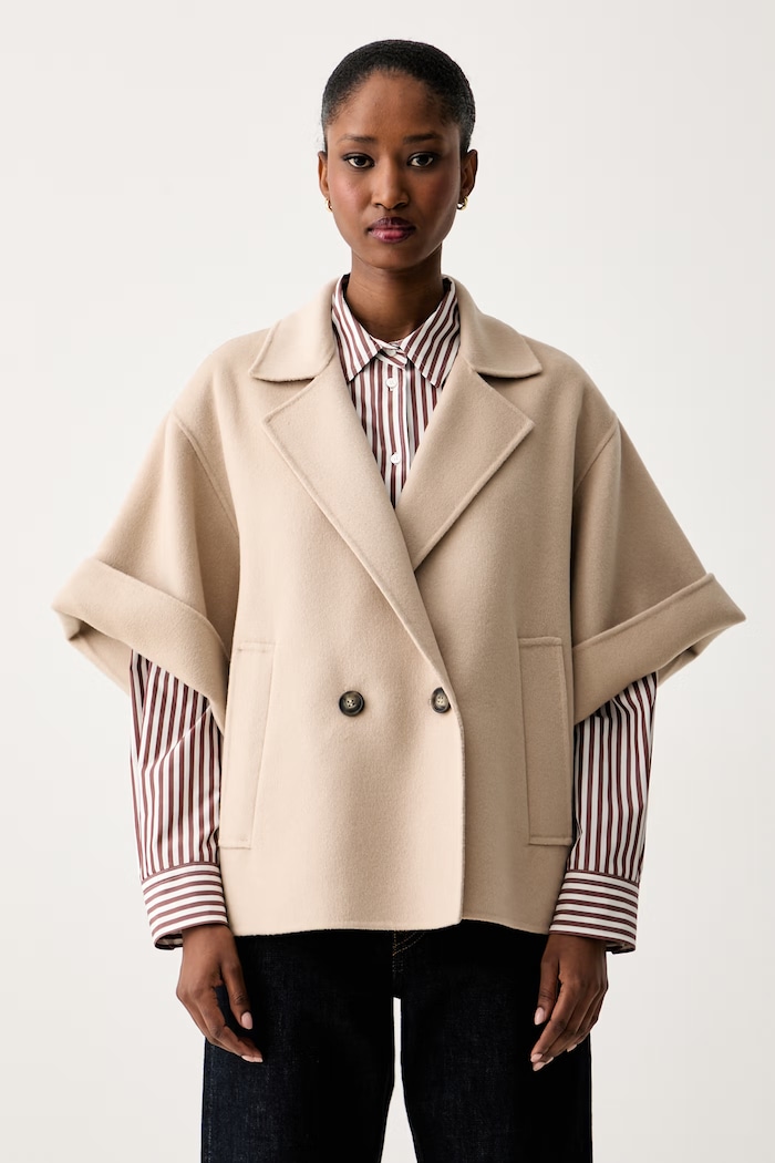 Weekend Max Mara krótki płaszcz damski wełniany WKDNEO beżowy 2625086031600