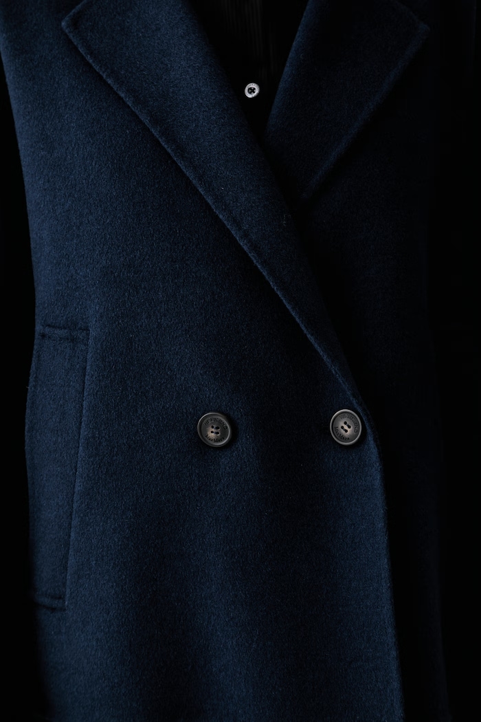 Weekend Max Mara krótki płaszcz damski wełniany WKDNEO 2625086031600 granatowy