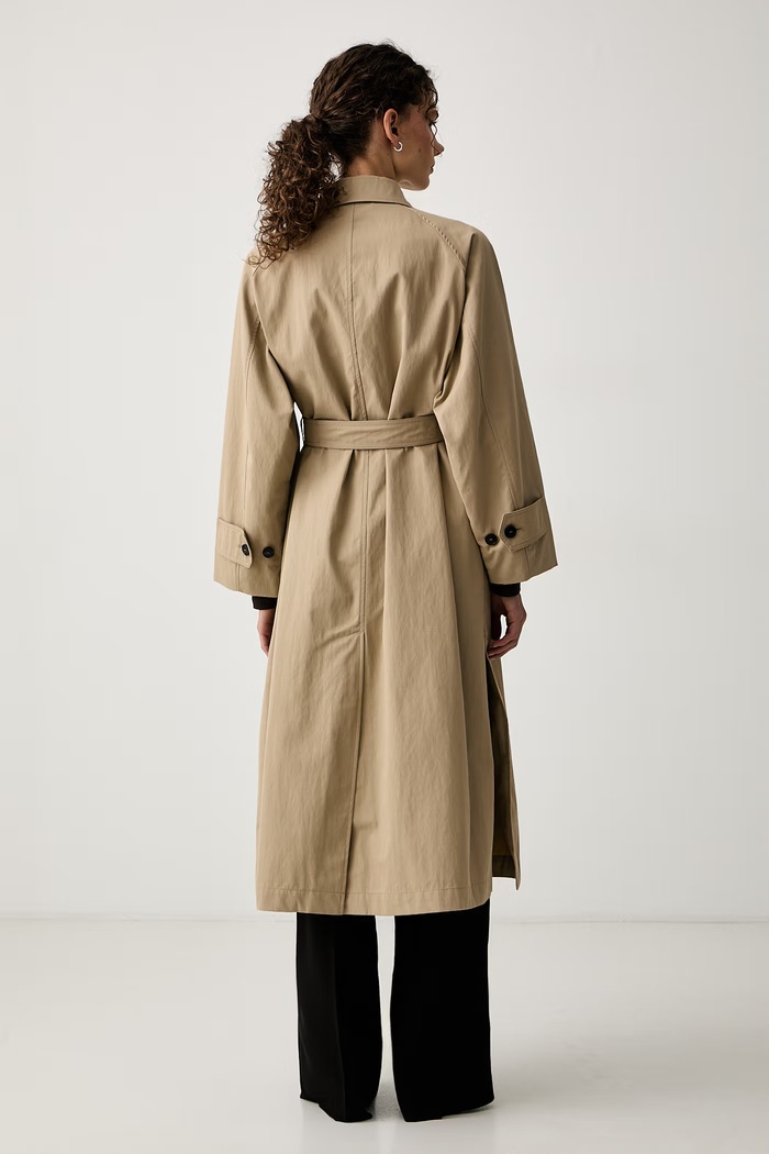Odzież Weekend Max Mara Trencz damski z bawełną WKDANGUS 2625026041600 beżowy