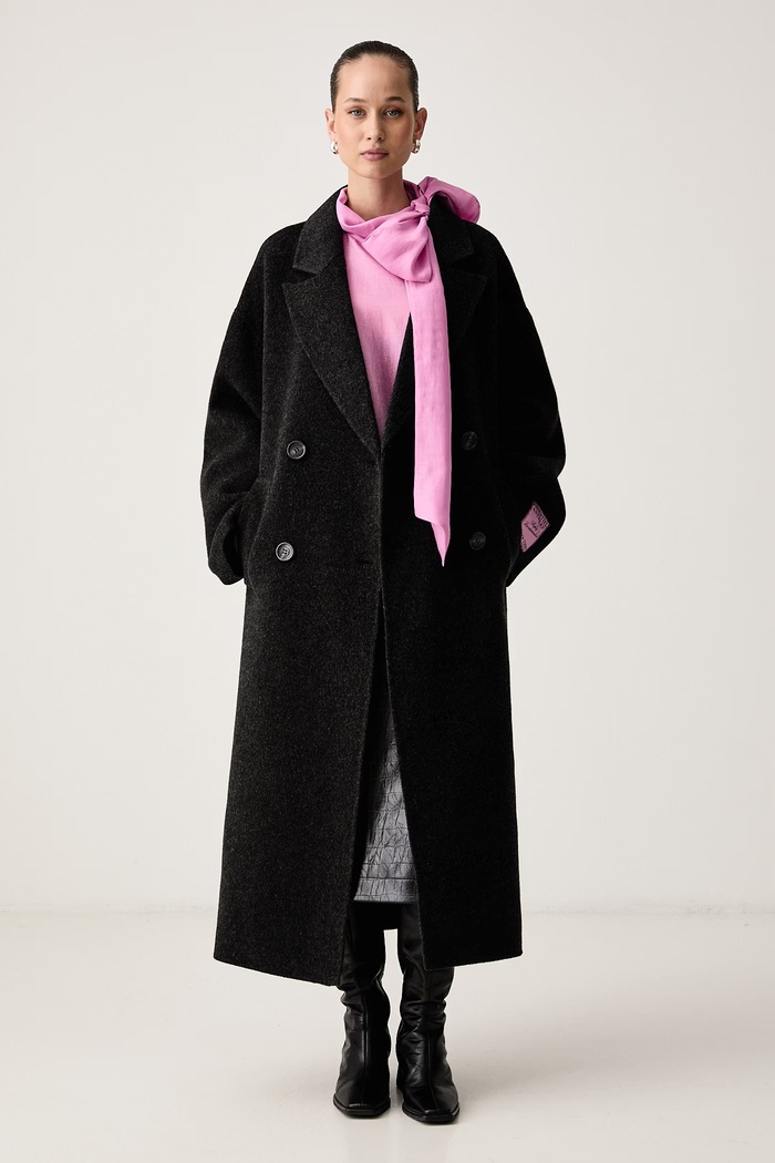 Essentiel Antwerp Płaszcz damski z wełną Kelp Kelp.ST30 szary AW26