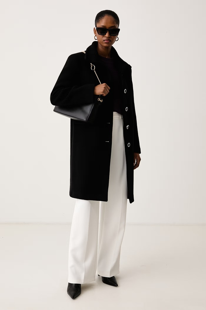 Pinko Elegantný kabát dámsky s vlnou 107521.A3FG čierna AW26