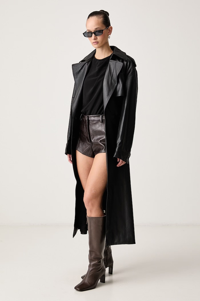 Bardot Trencz damski z imitacji skóry LUCA 60593JB czarny AW26