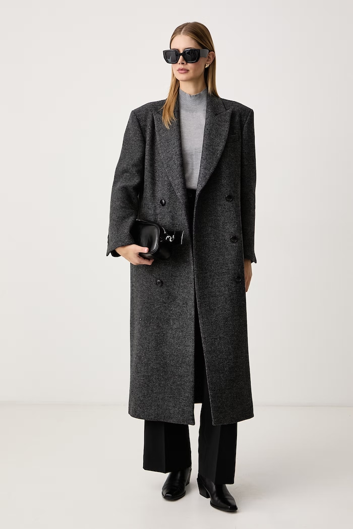 Twinset Kaput za žene s vunom 262TT2540 siva AW26