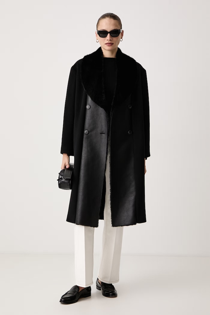 Twinset Элегантное пальто для женщин с шерстью 262TT2190 чёрный AW26