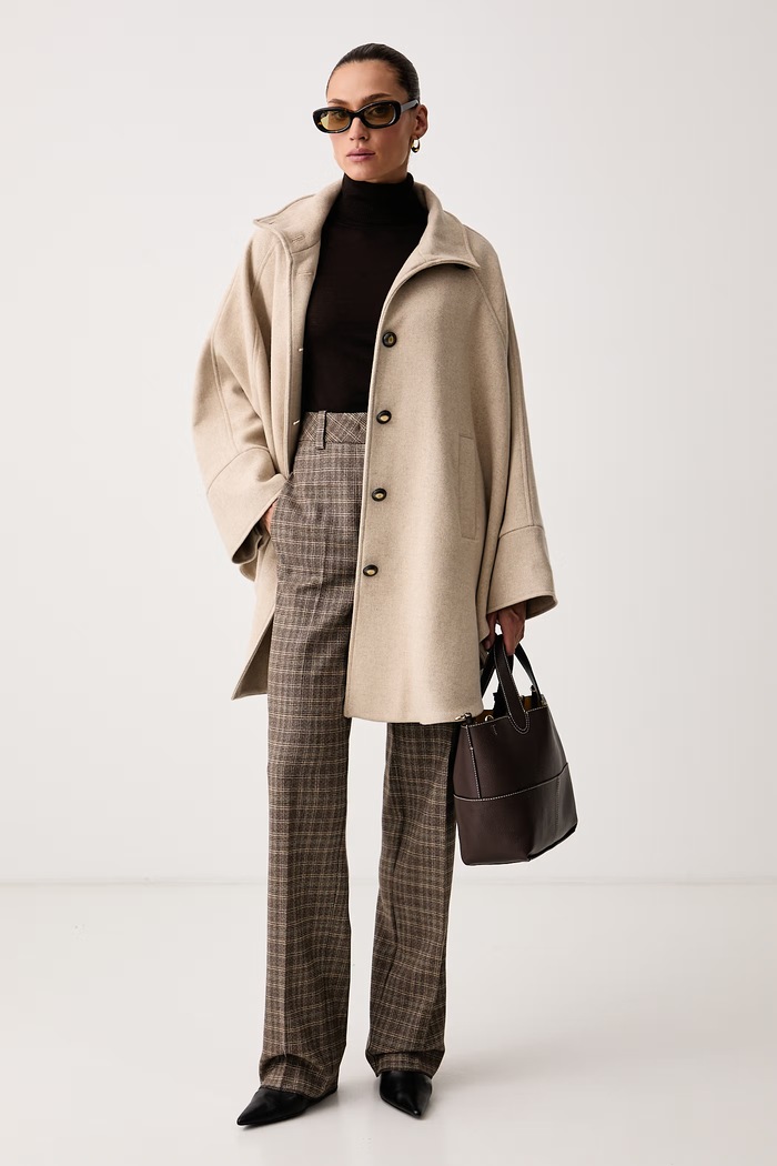 Twinset Пальто-накидка для женщин с шерстью 262TF2043 бежевый AW26