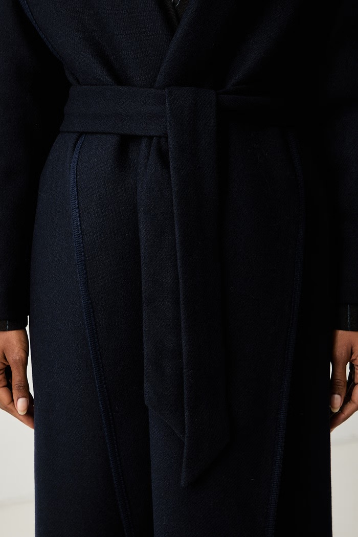 Twinset płaszcz damski z wełną granatowy 262TF2041