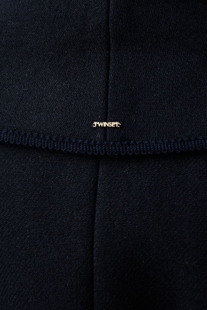 Twinset płaszcz damski z wełną 262TF2041 granatowy