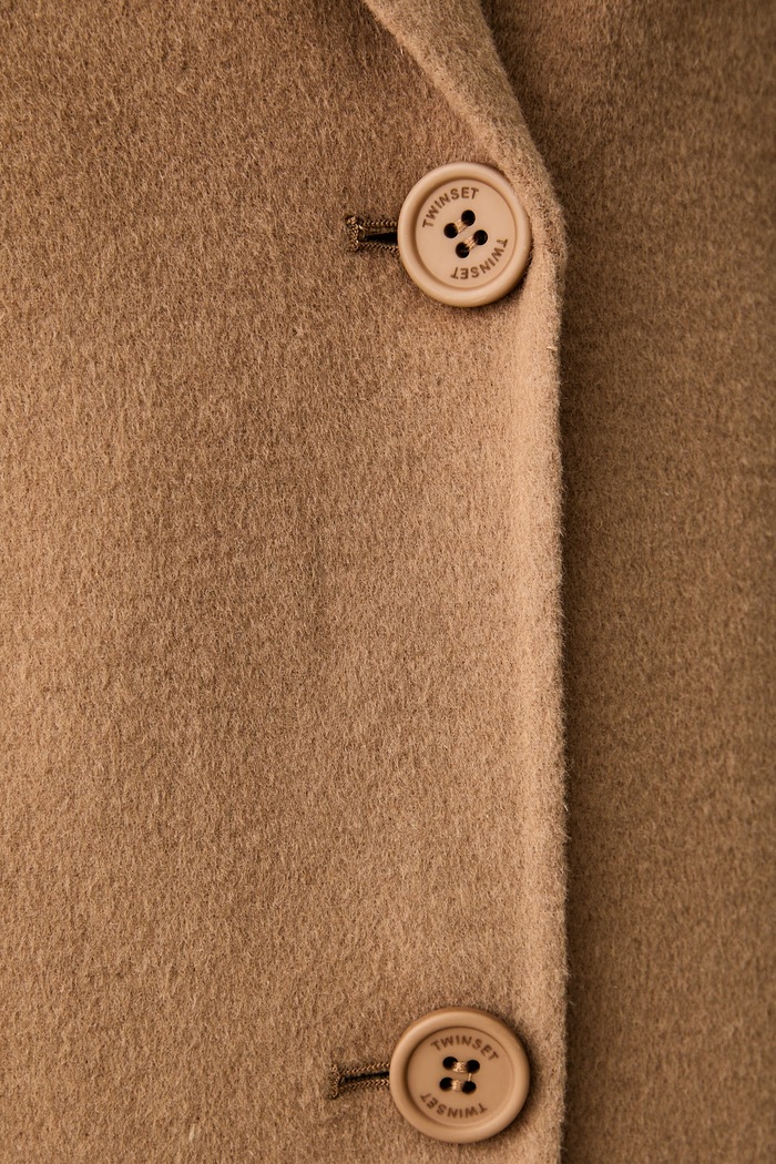 Twinset płaszcz dwustronny damski z wełną 262TP2011 beżowy
