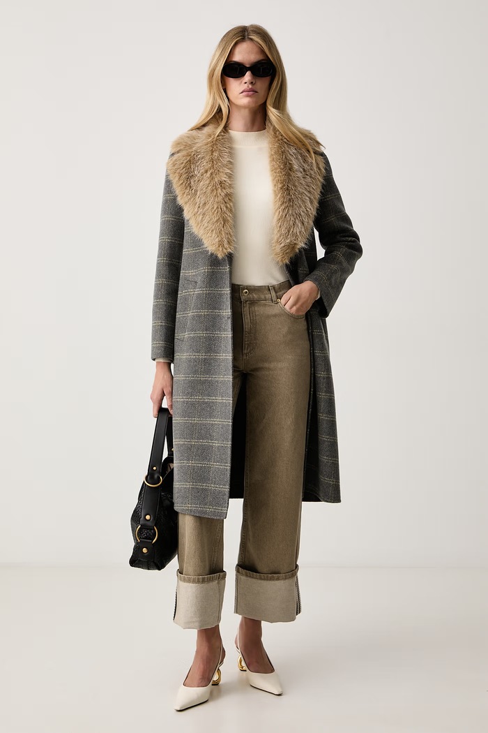 Twinset Plášť dámsky s vlnou 262TP2220 sivá AW26
