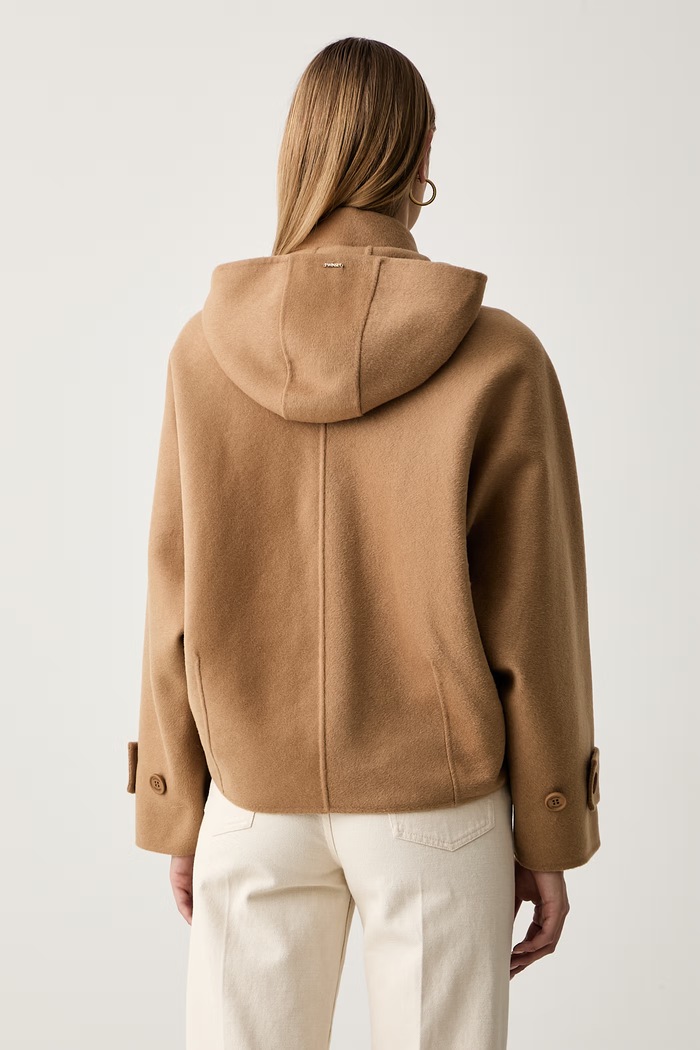 Одежда Twinset короткий плащ для женщин с шерстью 262TP2010 коричневый