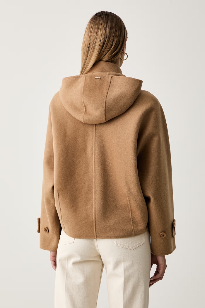 Одежда Twinset короткий плащ для женщин с шерстью 262TP2010 коричневый