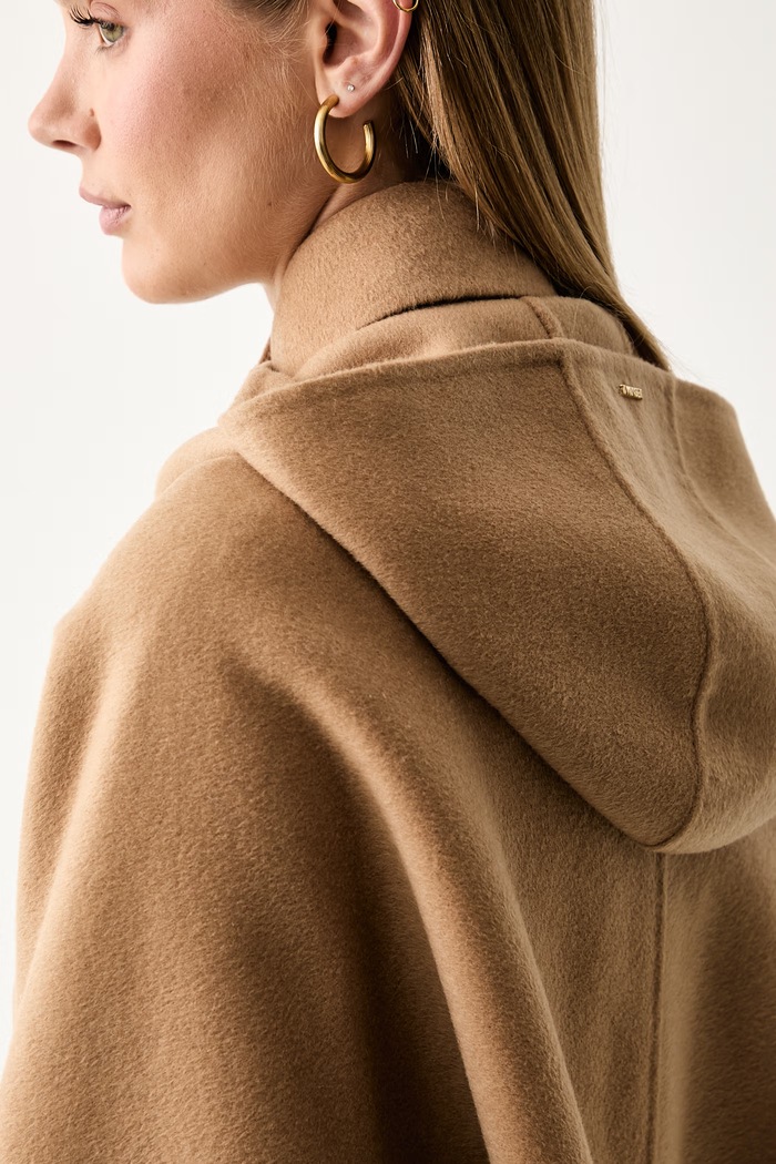 Twinset короткий плащ для женщин с шерстью 262TP2010 коричневый