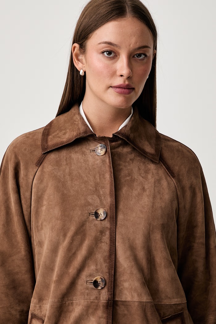 Pedro del Hierro płaszcz damski zamszowy brązowy 5494179