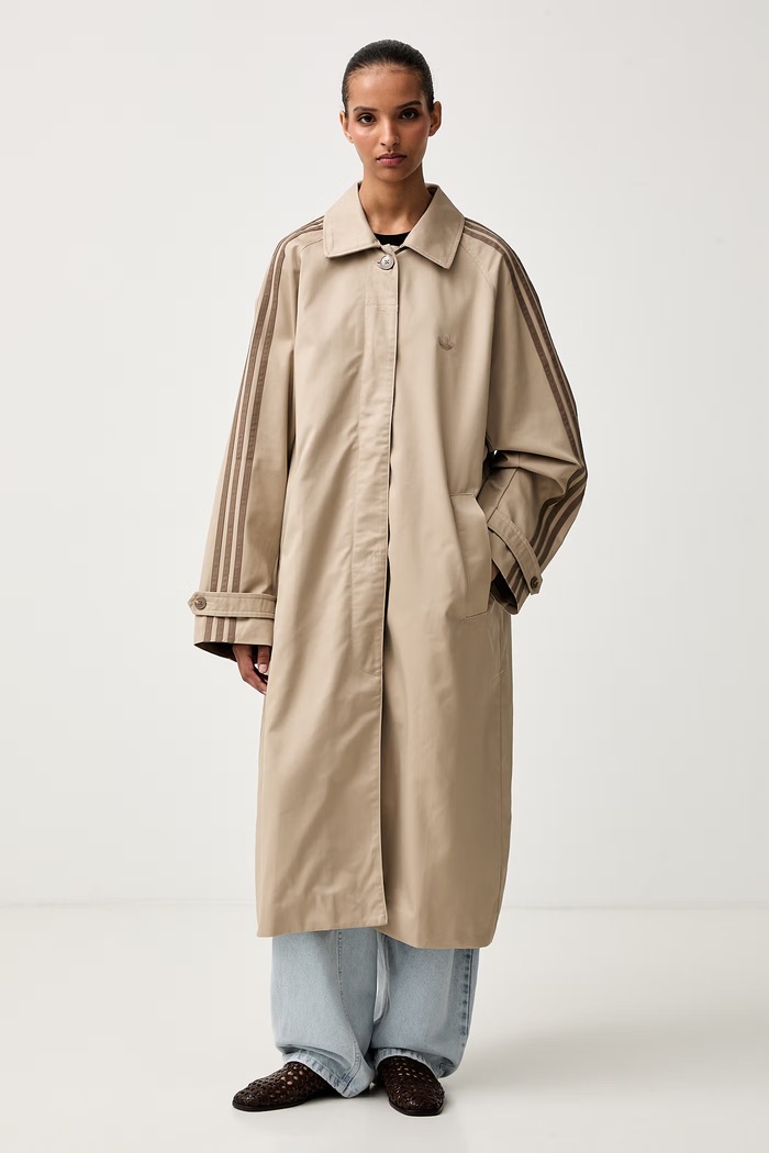 adidas Originals płaszcz damski z bawełną beżowy KS7333