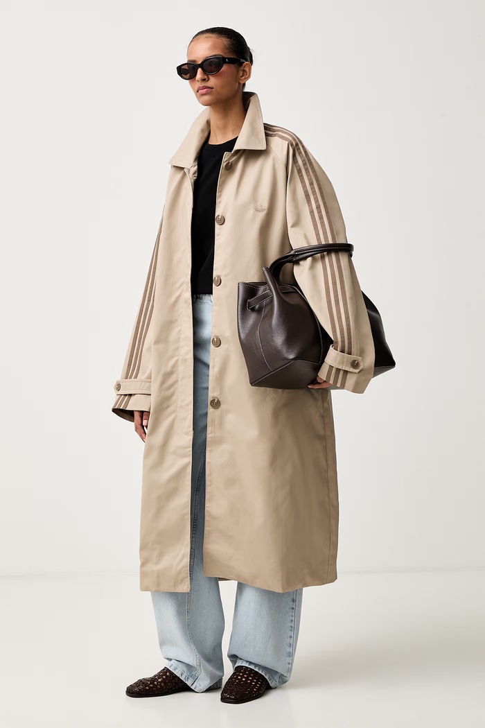 adidas Originals płaszcz damski z bawełną KS7333 beżowy AW26