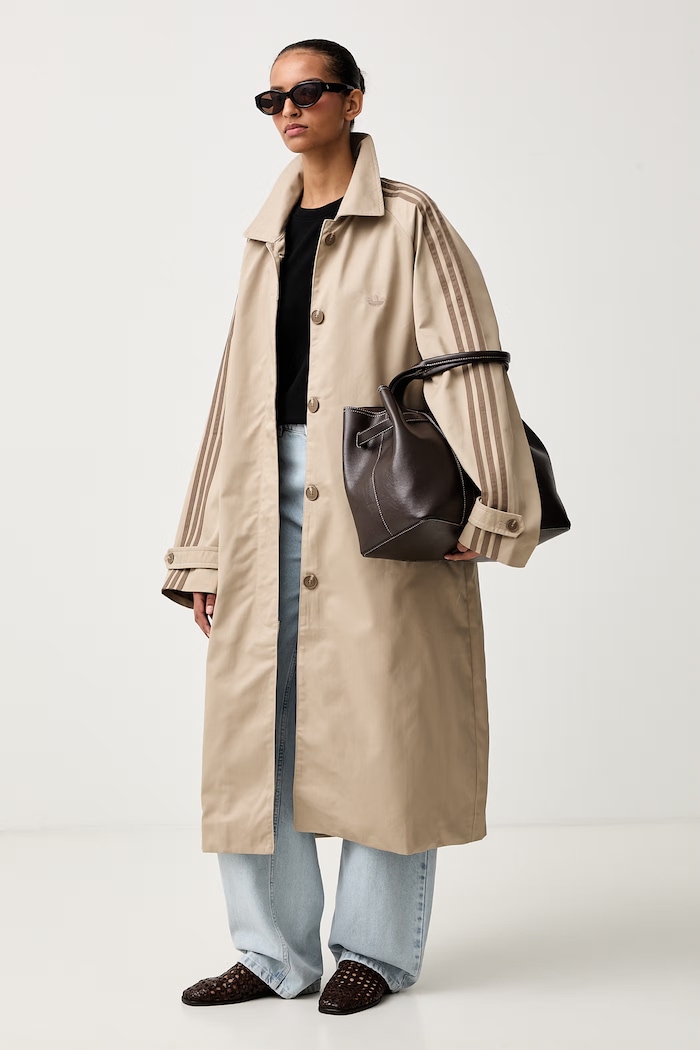 adidas Originals płaszcz damski z bawełną KS7333 beżowy AW26
