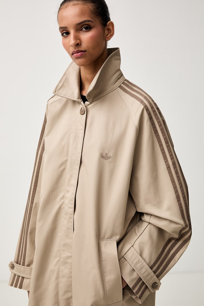 adidas Originals płaszcz damski z bawełną beżowy KS7333