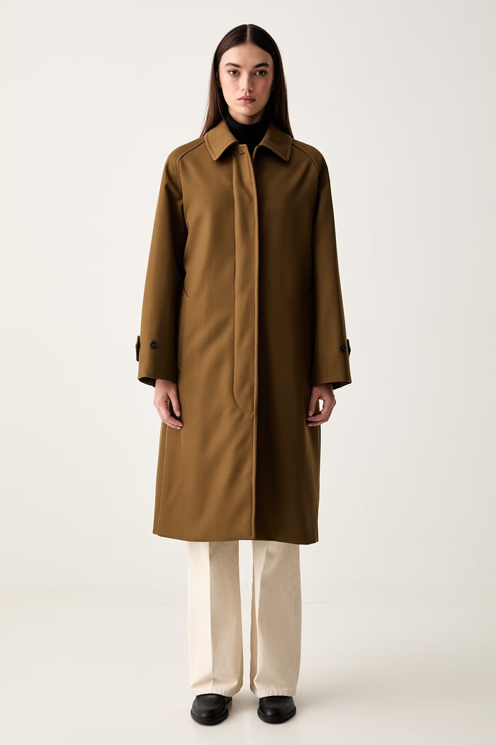 A.P.C. płaszcz damski z wełną mac colette zielony PSANG.F01573