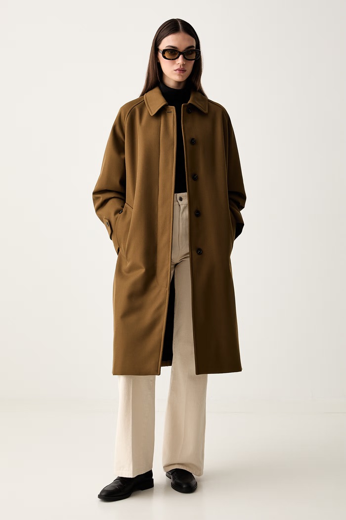 A.P.C. płaszcz damski z wełną mac colette PSANG.F01573 zielony AW26