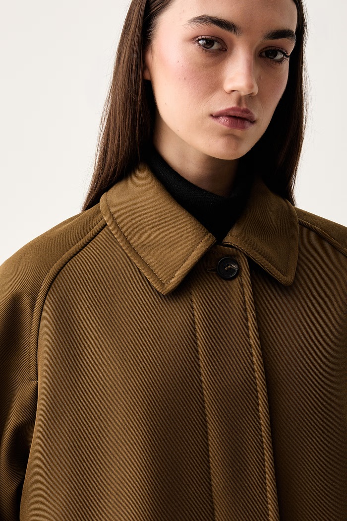 A.P.C. płaszcz damski z wełną mac colette zielony PSANG.F01573