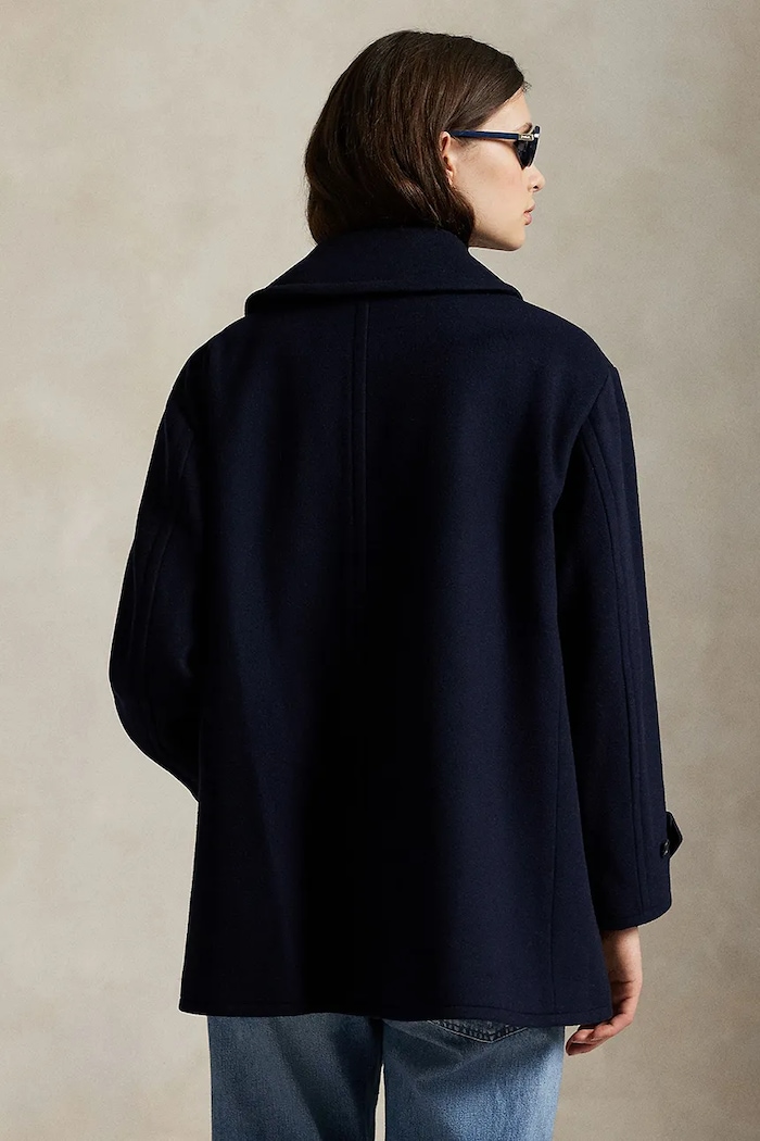 Polo Ralph Lauren krótki płaszcz damski wełniany 211966536 granatowy AW26