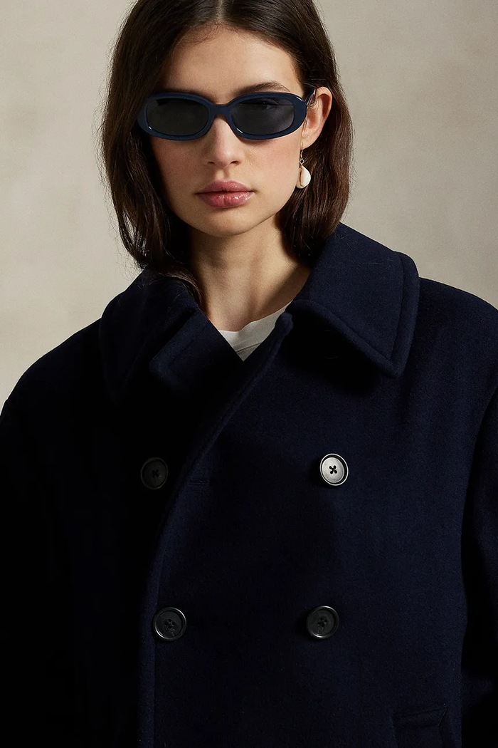 Polo Ralph Lauren krótki płaszcz damski wełniany granatowy 211966536