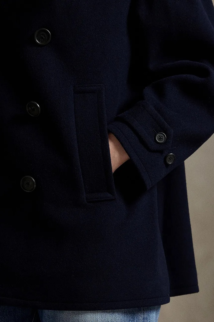 Polo Ralph Lauren krótki płaszcz damski wełniany 211966536 granatowy