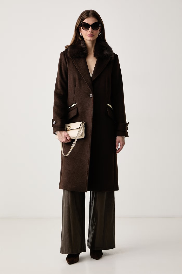Guess Palton pentru femei cu amestec de lână NEW KAROLE W6BL43.W4095 maro AW26