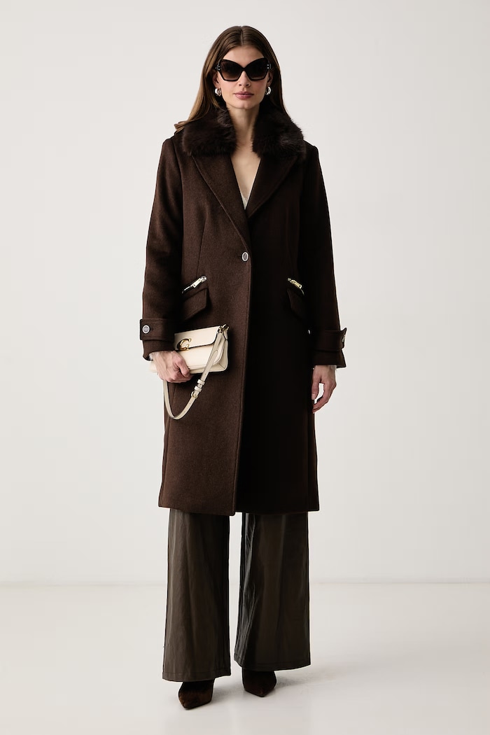 Guess Palton pentru femei cu amestec de lână NEW KAROLE W6BL43.W4095 maro AW26