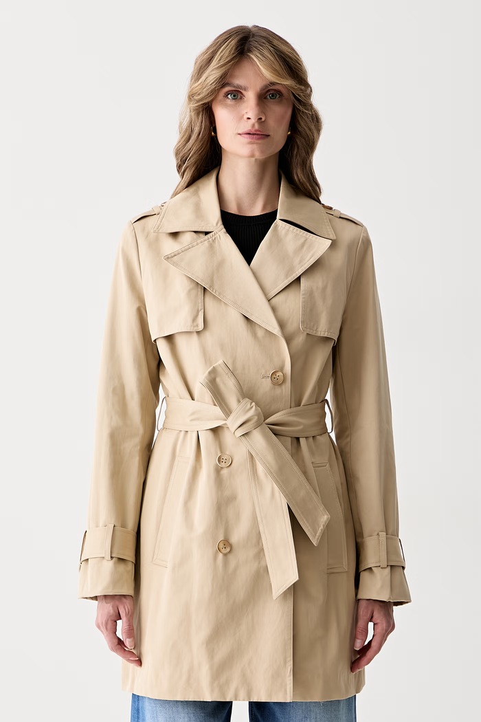 Guess καμπαρντίνα γυναικεία με βαμβάκι JULIANE μπεζ W6YL26.W2915