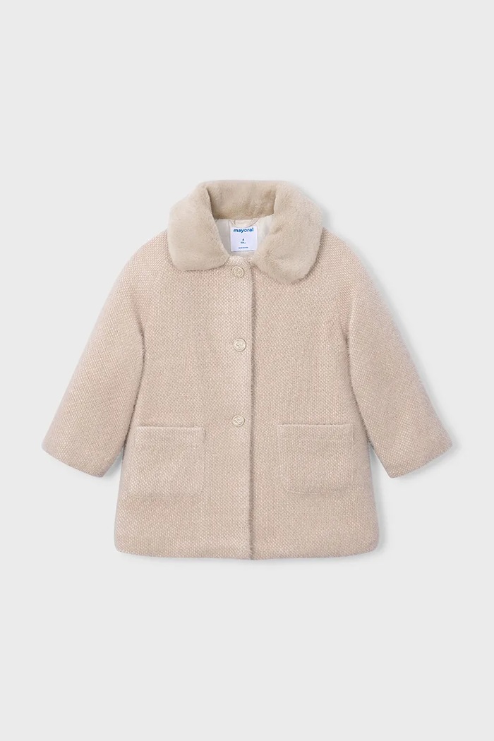 Mayoral пальто зі штучного хутра дитяче 4412.6G.Mini.9BY2 бежевий AW26