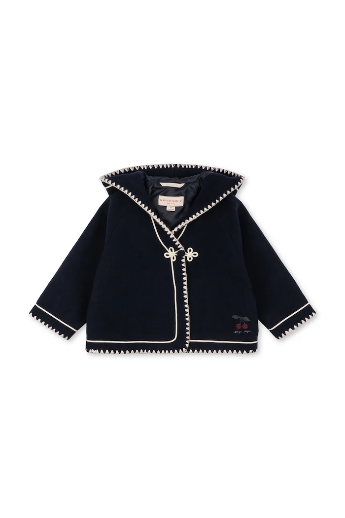 Konges Sløjd Płaszcz dziecięcy z dodatkiem wełny ELMA WOOL COAT KS107400.9BY2 granatowy AW26