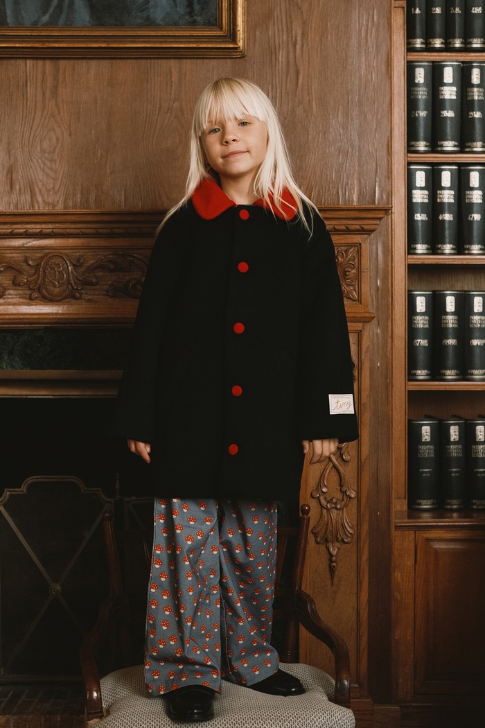 Tinycottons Płaszcz dziecięcy wełniany WOOL COAT czarny AW26.026