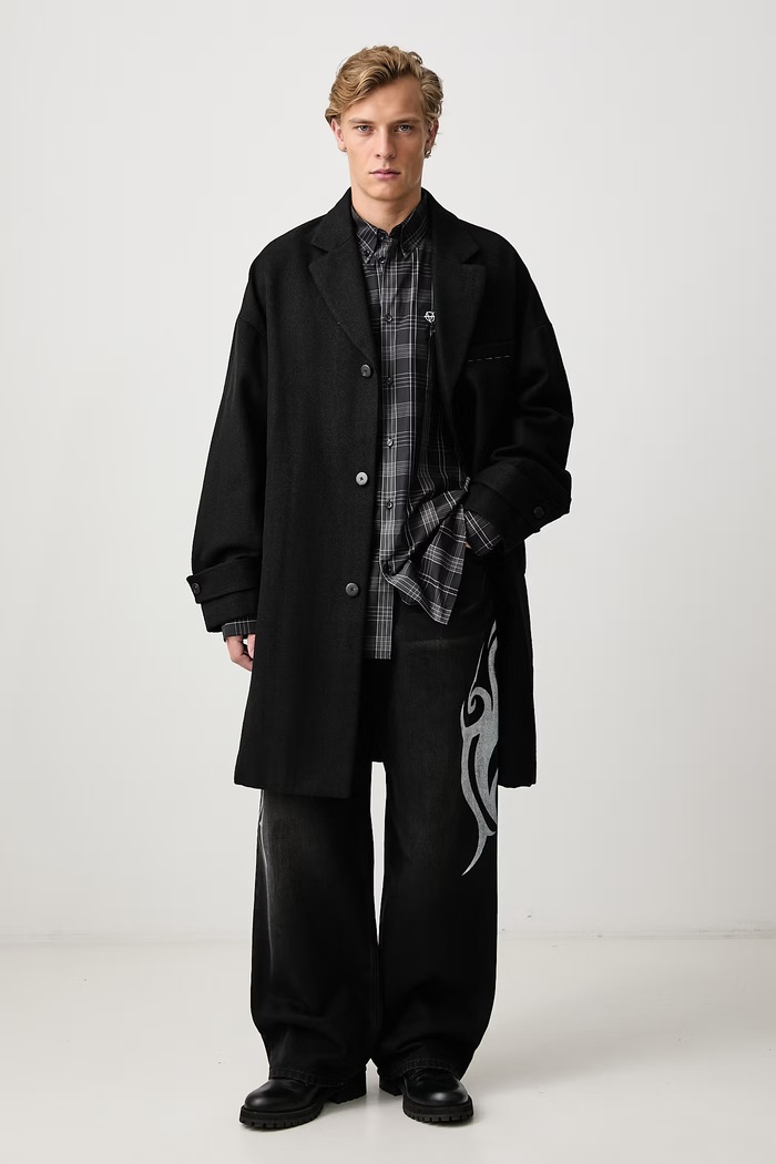 Visvim Płaszcz z wełną męski 125205013012 czarny AW26