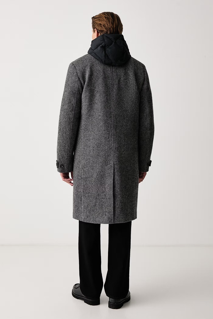 Odzież rag & bone Płaszcz męski z wełną Stockton RV6O26F0MWO szary