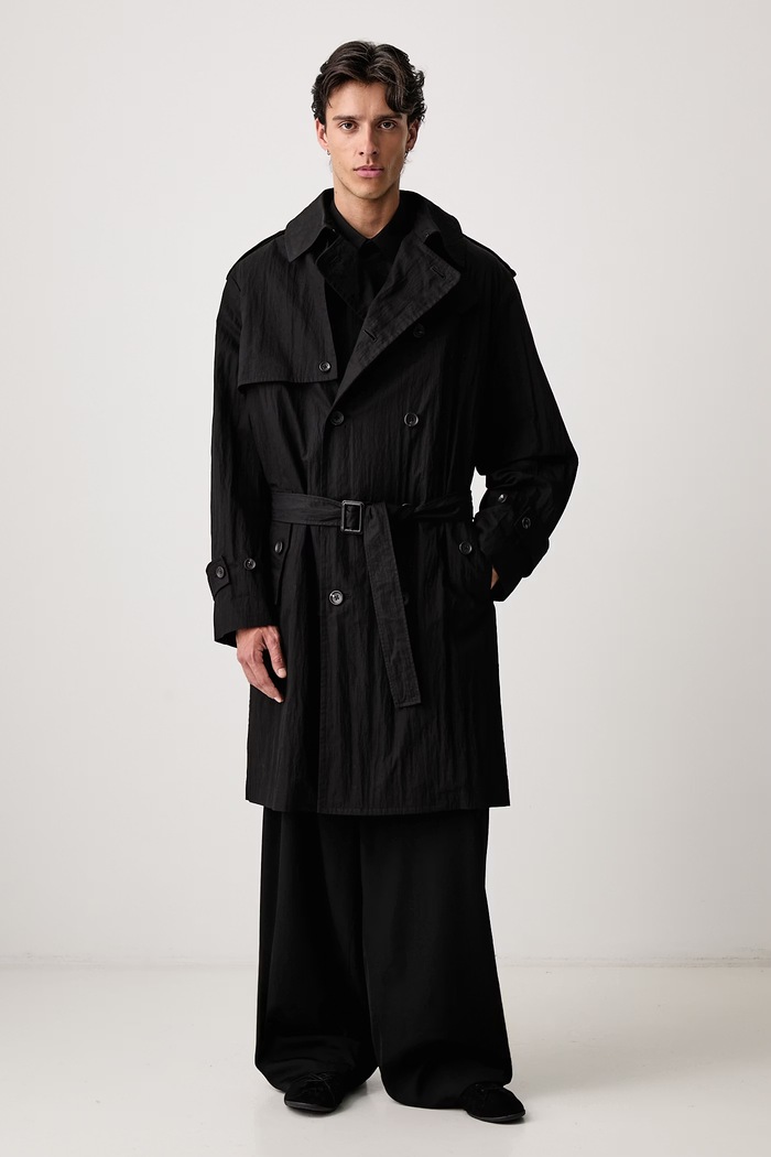 Yohji Yamamoto TRENCH μακιντός με βαμβάκι ανδρικός μαύρο KN3646