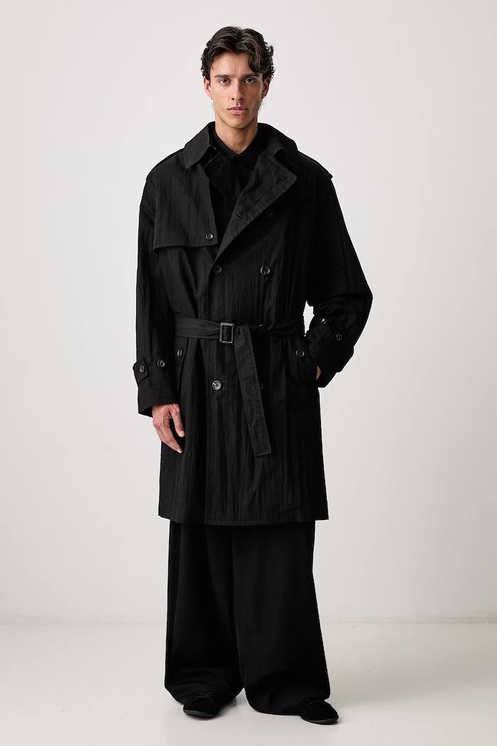 Yohji Yamamoto TRENCH μακιντός με βαμβάκι ανδρικός μαύρο KN3646