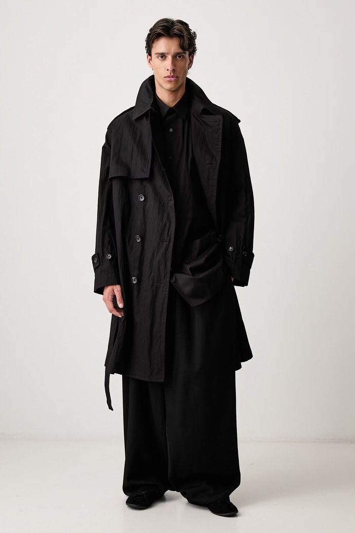 Yohji Yamamoto TRENCH μακιντός με βαμβάκι ανδρικός KN3646 μαύρο AW26