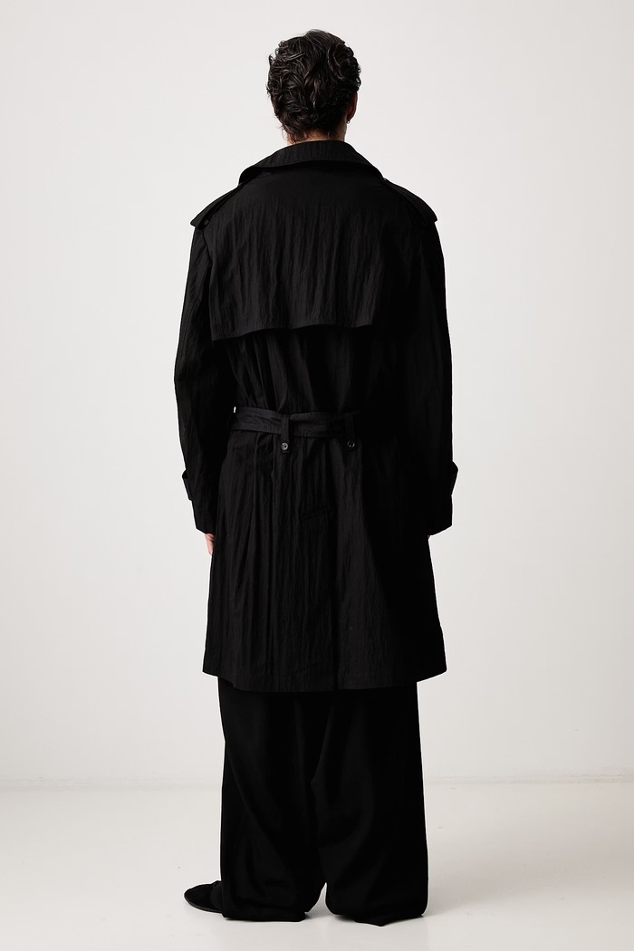 Ρούχα Yohji Yamamoto TRENCH μακιντός με βαμβάκι ανδρικός KN3646 μαύρο