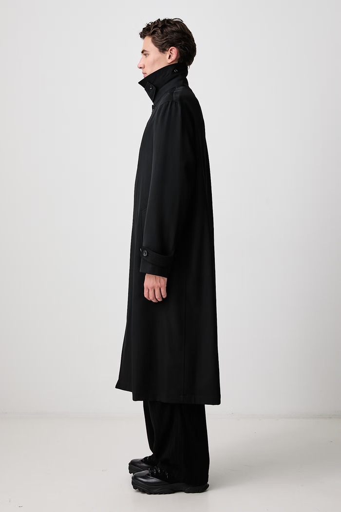 STAND COLLAR płaszcz wełniany męski Yohji Yamamoto KN3645 czarny