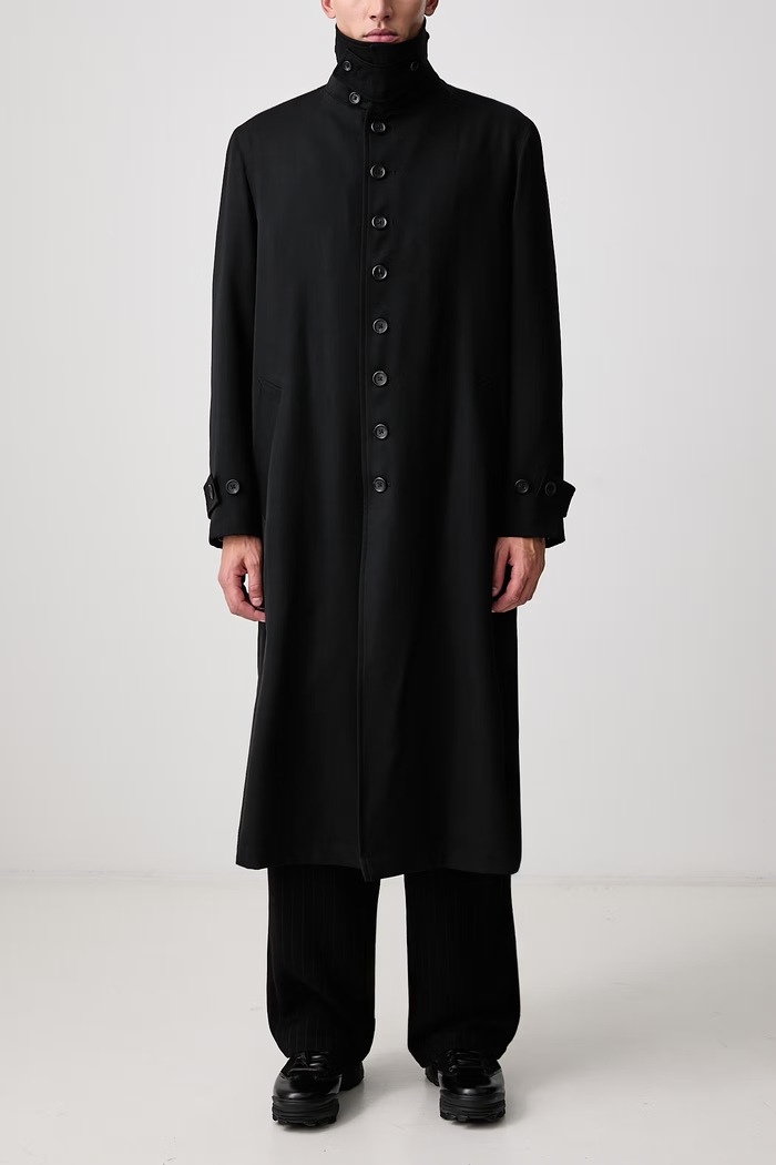 STAND COLLAR płaszcz wełniany męski Yohji Yamamoto czarny KN3645