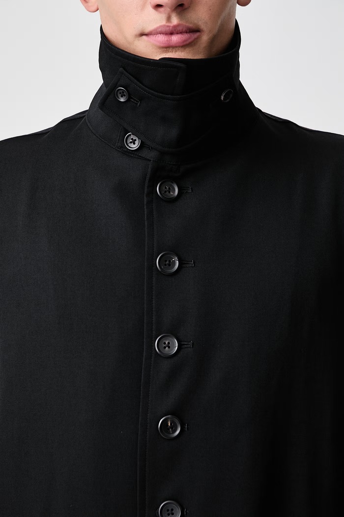 Yohji Yamamoto STAND COLLAR płaszcz wełniany męski KN3645